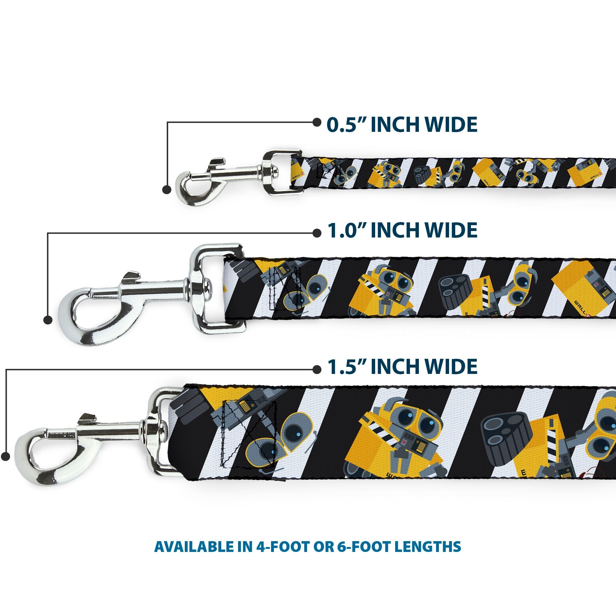 Dog Leash - Wall-E Poses/Stripe Black/White 