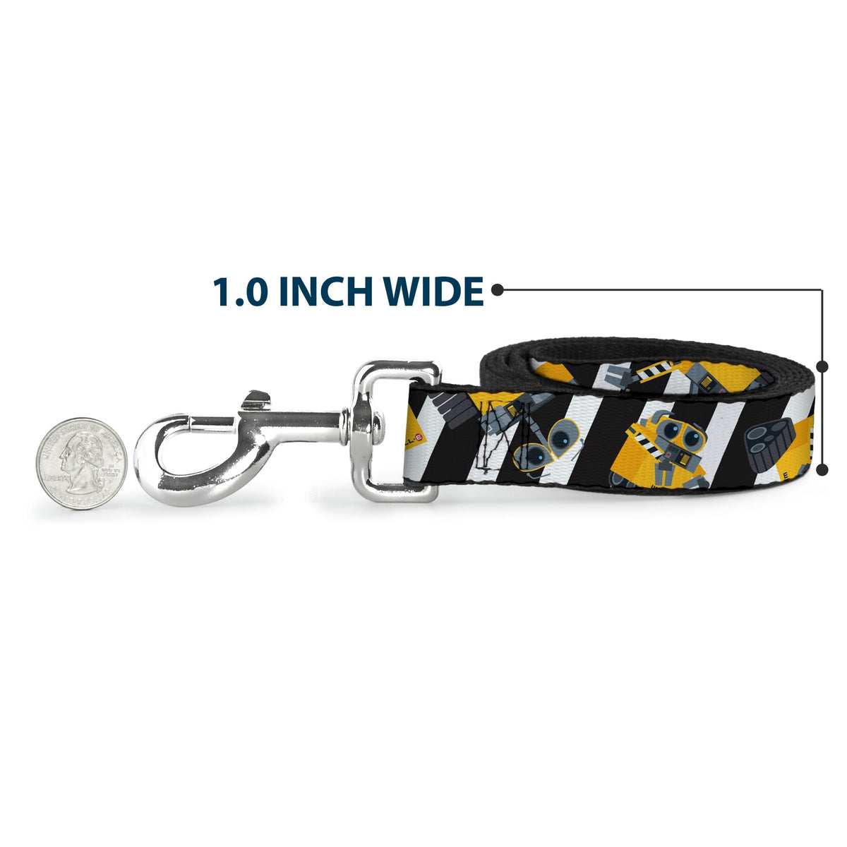 Dog Leash - Wall-E Poses/Stripe Black/White 