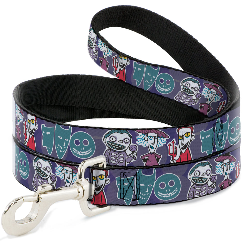 Dog Leash - Nightmare Before Christmas Lock Shock & Barrel Group Pose/Masks Purples 