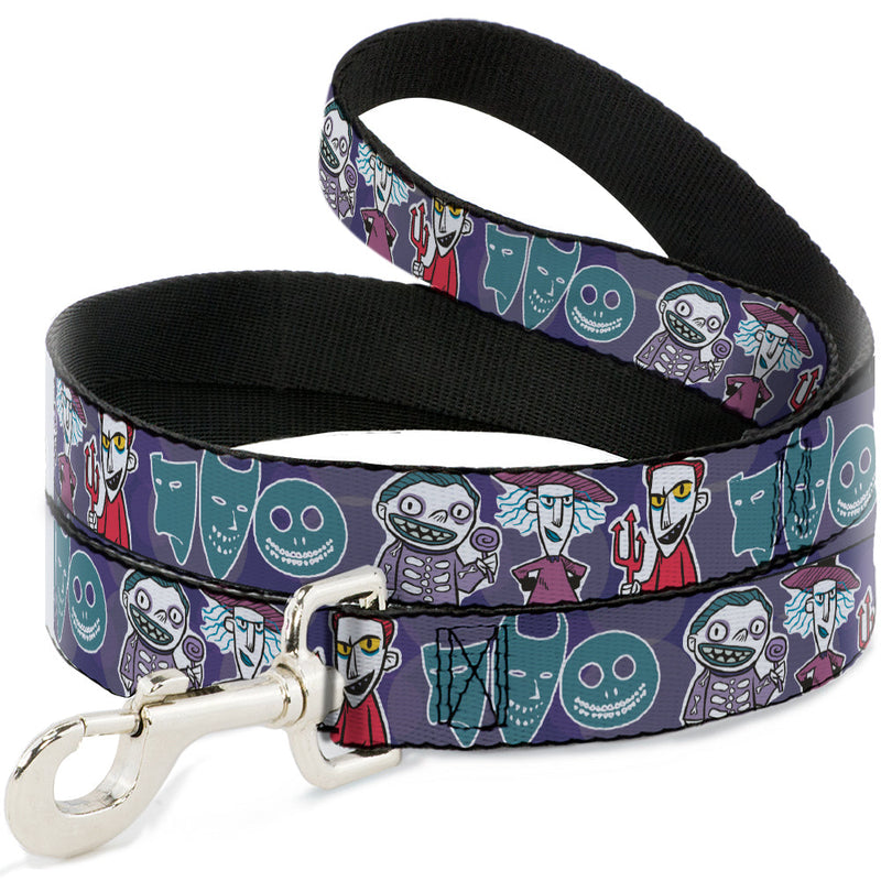 Dog Leash - Nightmare Before Christmas Lock Shock & Barrel Group Pose/Masks Purples 