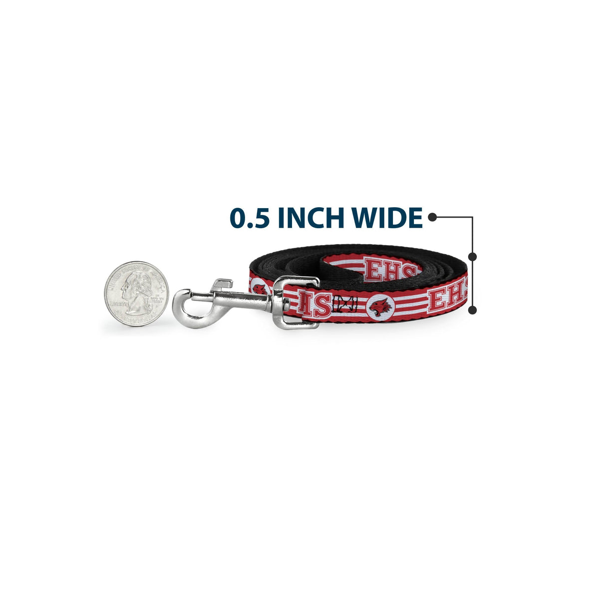 Dog Leash - High School Musical East High School EHS Wildcats Logo/Stripe White/Red 