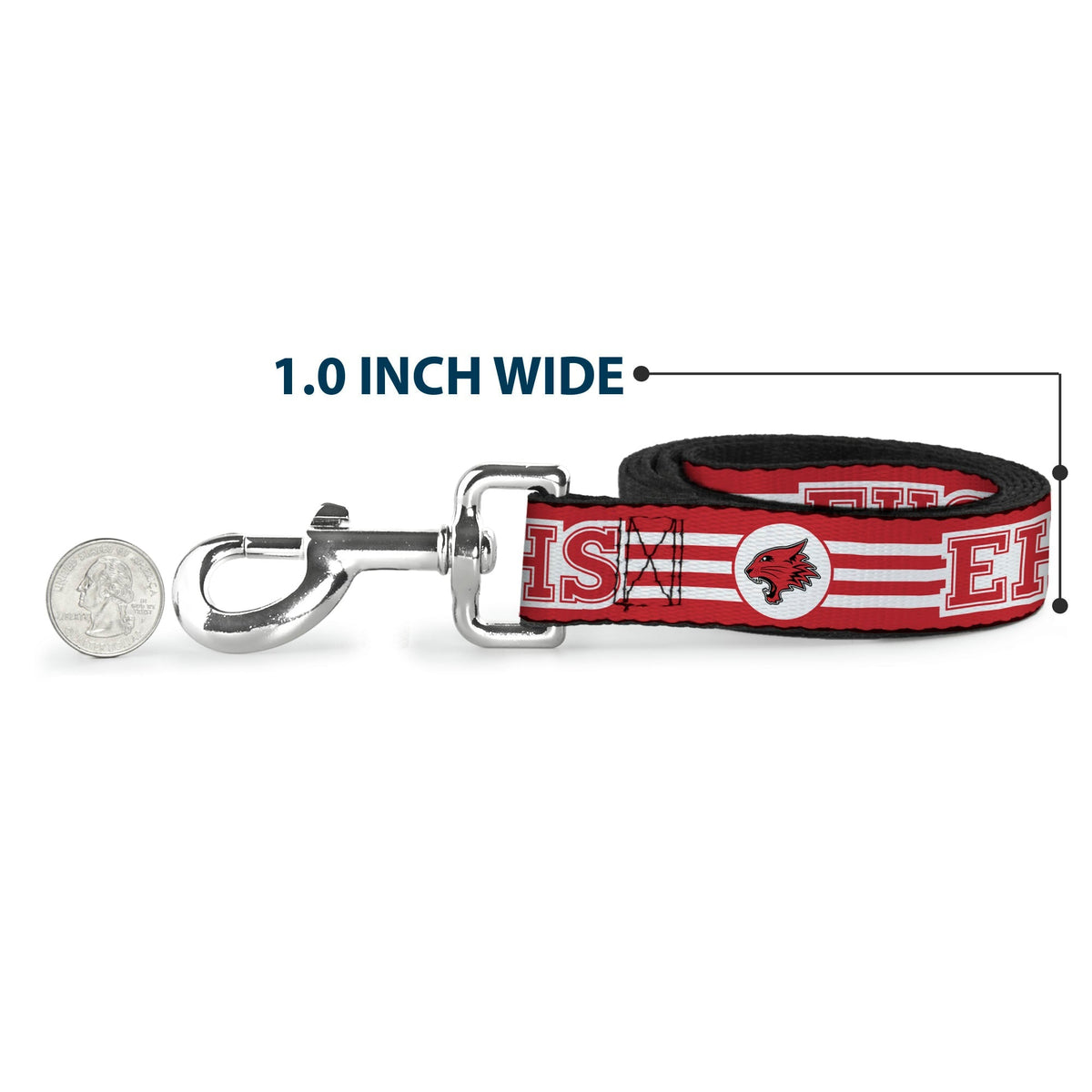 Dog Leash - High School Musical East High School EHS Wildcats Logo/Stripe White/Red 