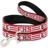 Dog Leash - High School Musical East High School EHS Wildcats Logo/Stripe White/Red