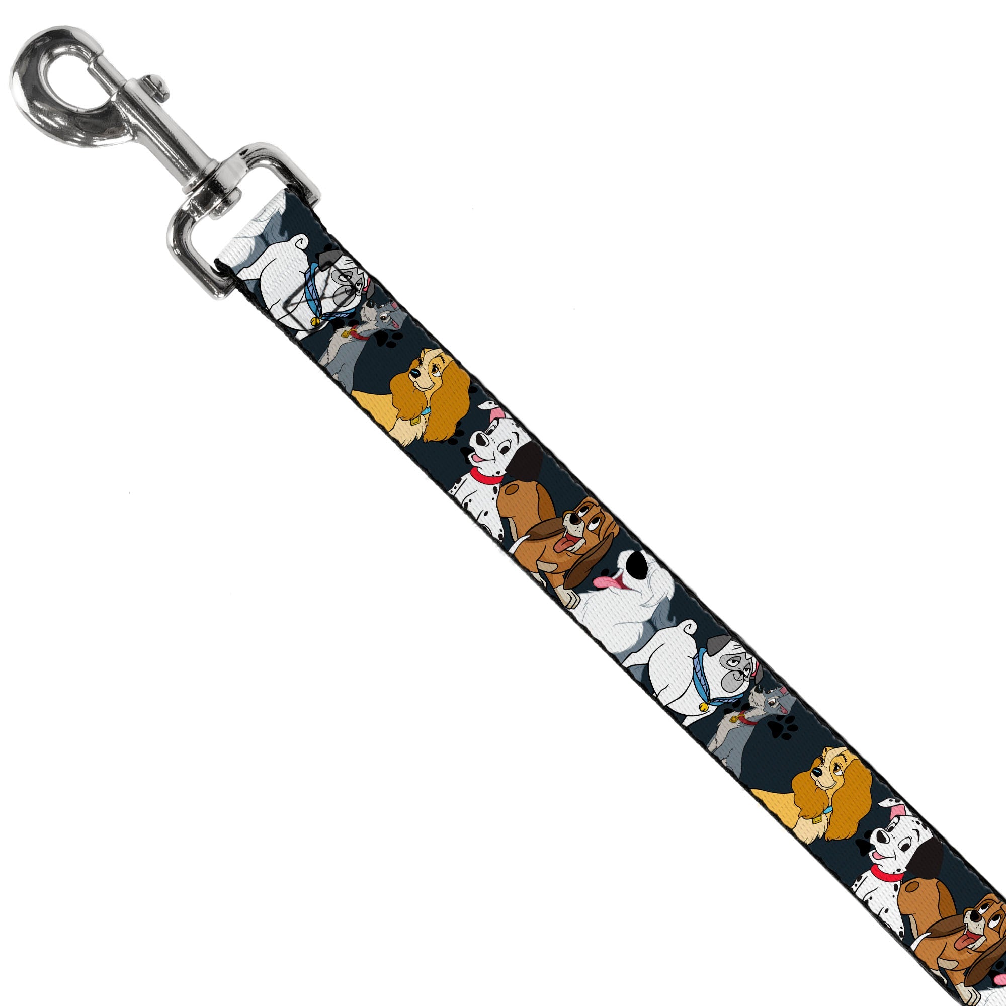Dog Leash - Disney Dogs 6-Dog Group Collage/Paws Gray/Black - HT Animal Supply