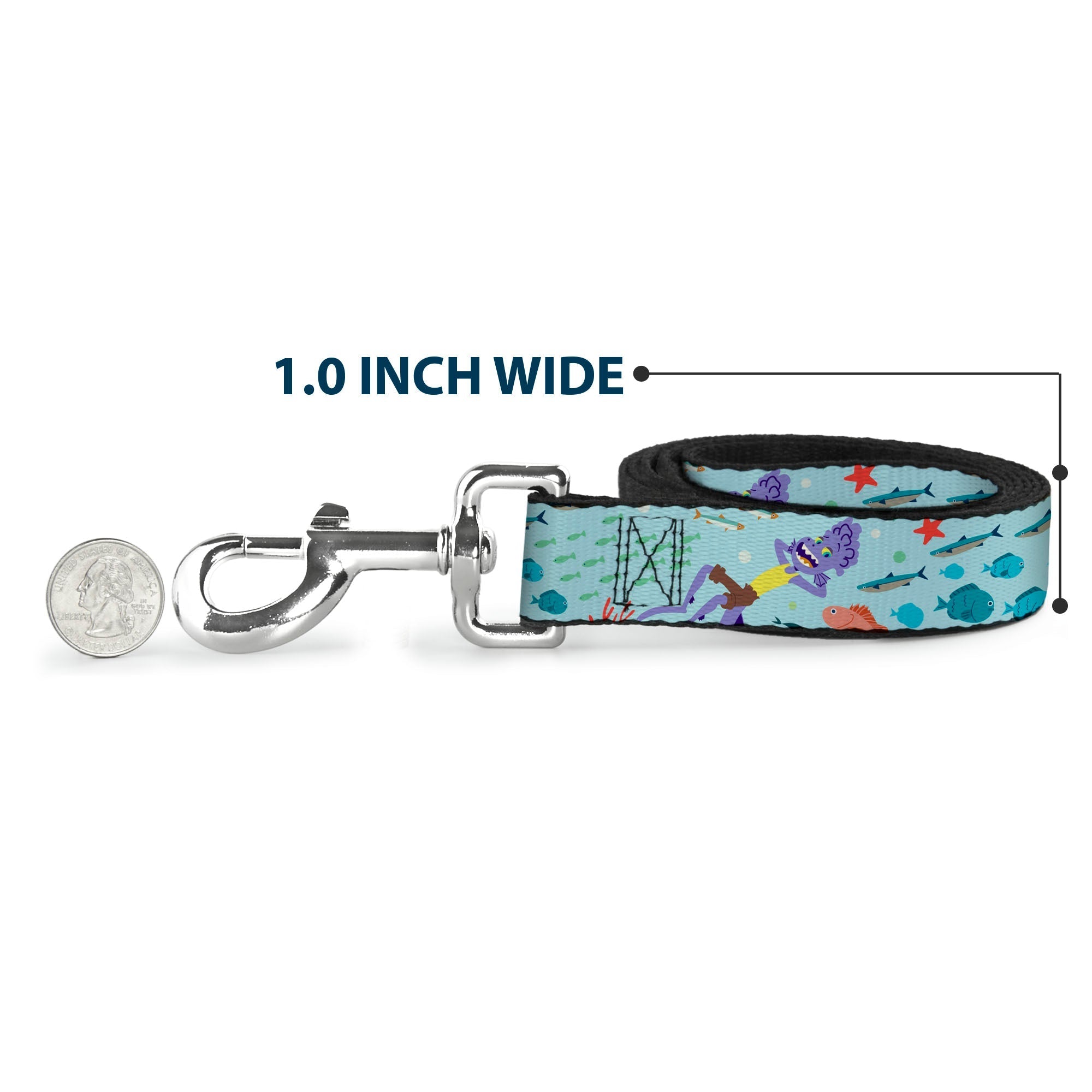 Dog Leash - Luca Isola del Mar Alberto Sea Monster School of Fish Collage