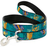 Dog Leash - Luca and Alberto Sea Monsters Swimming Poses Turquoise Blues