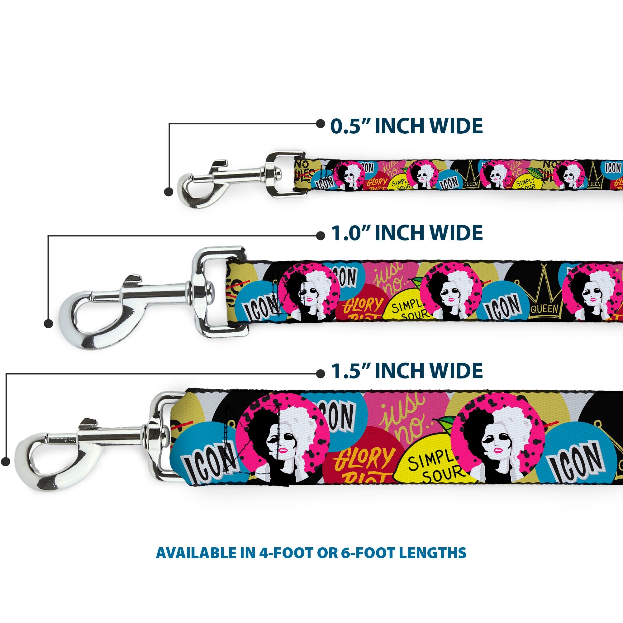 Dog Leash - Cruella de Vil Cruell World and Round Badge Icons Collage