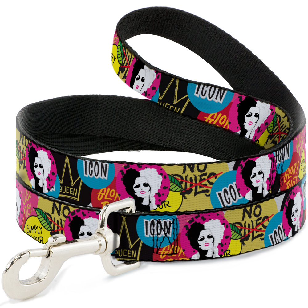 Dog Leash - Cruella de Vil Cruell World and Round Badge Icons Collage