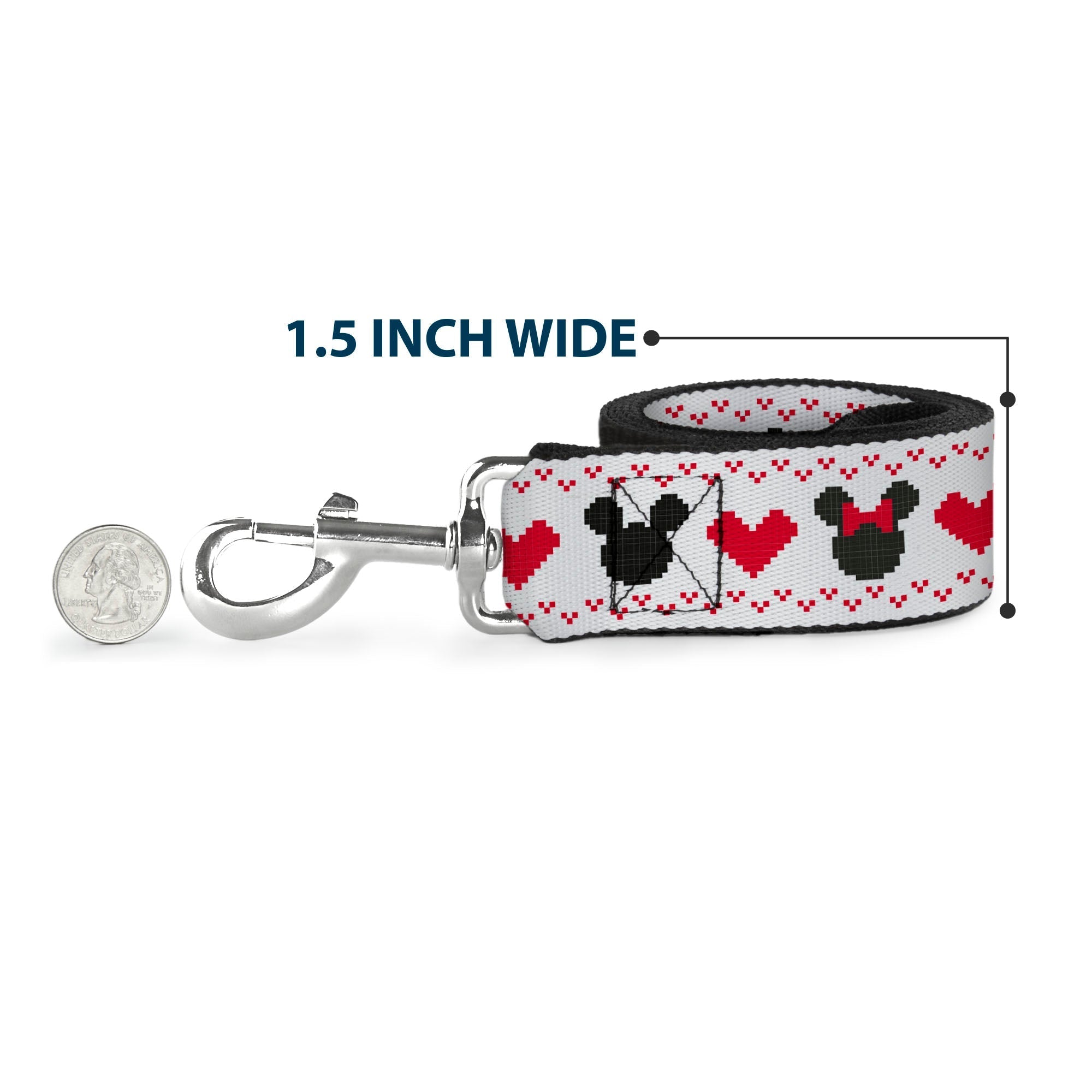 Dog Leash - Mickey Mouse Smiling Face Monogram Gray 