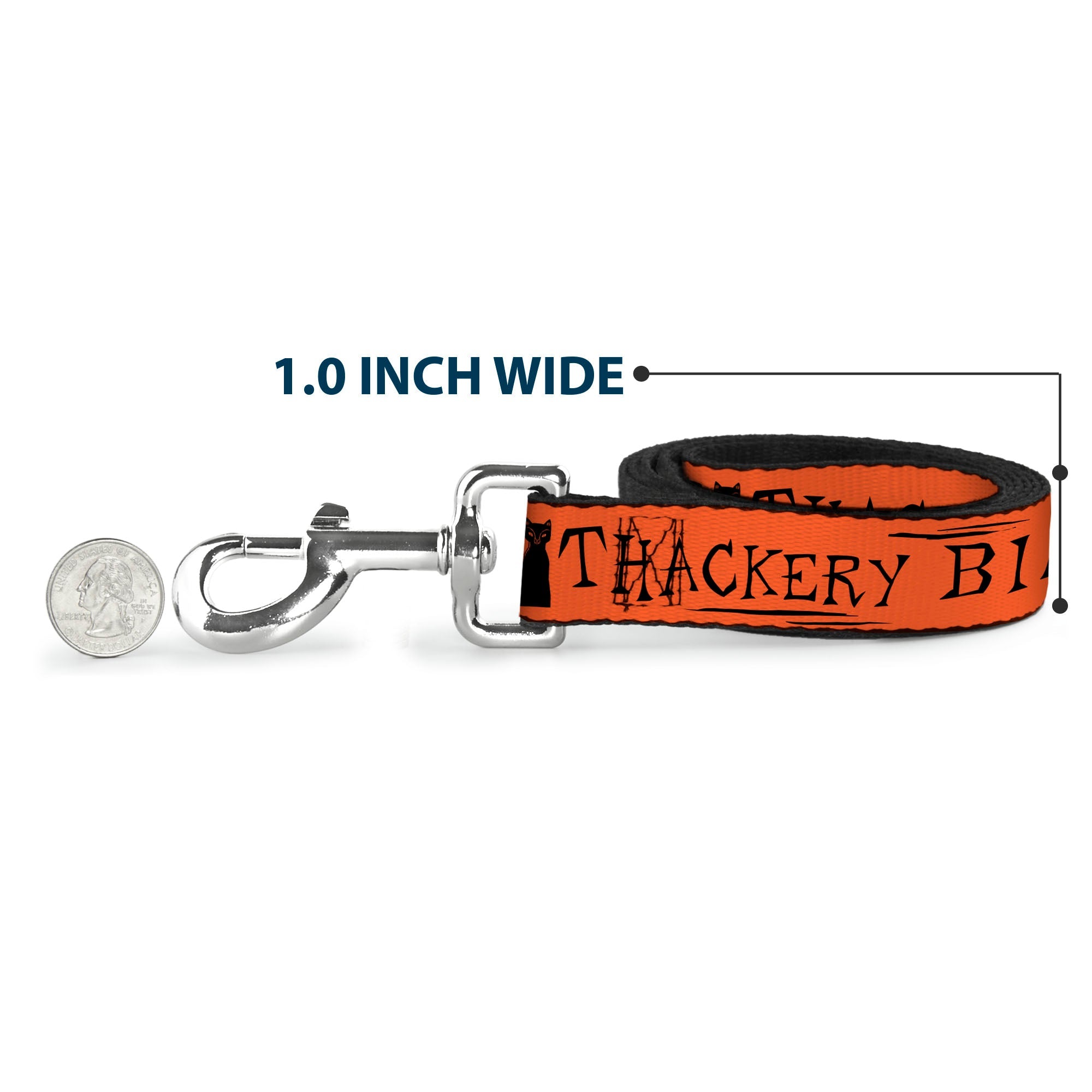 Dog Leash - Hocus Pocus THACKERY BINX Cat Silhouette Orange/Black - HT Animal Supply