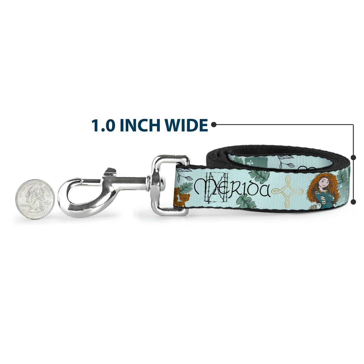 Dog Leash - Brave Merida Castle and Three Bear Brothers Pose with Script Greens - HT Animal Supply