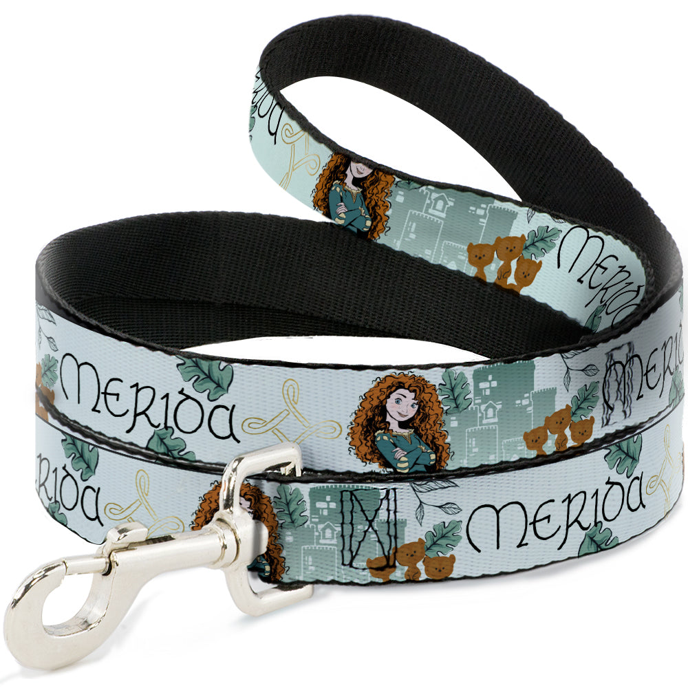 Dog Leash - Brave Merida Castle and Three Bear Brothers Pose with Script Greens - HT Animal Supply