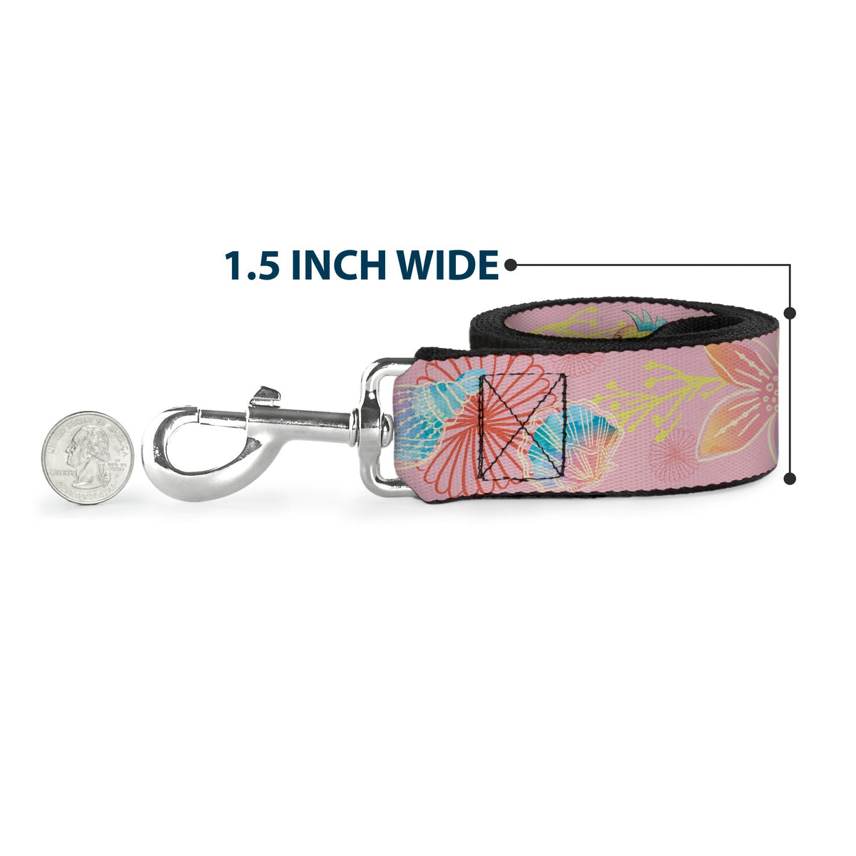 Dog Leash - Mulan Gazebo Pose with Flowers and Script Red/Golds 