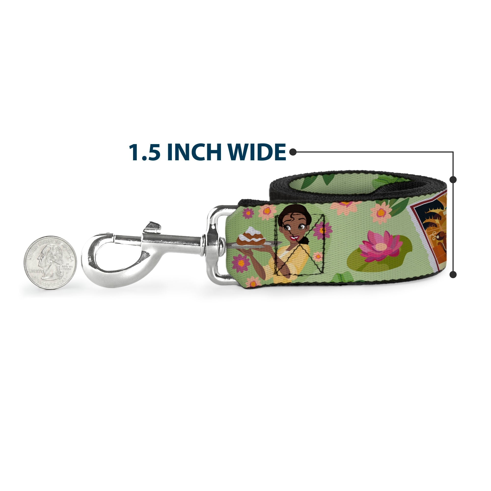 Dog Leash - Snow White and the Seven Dwarfs with Script and Flowers Yellows - HT Animal Supply