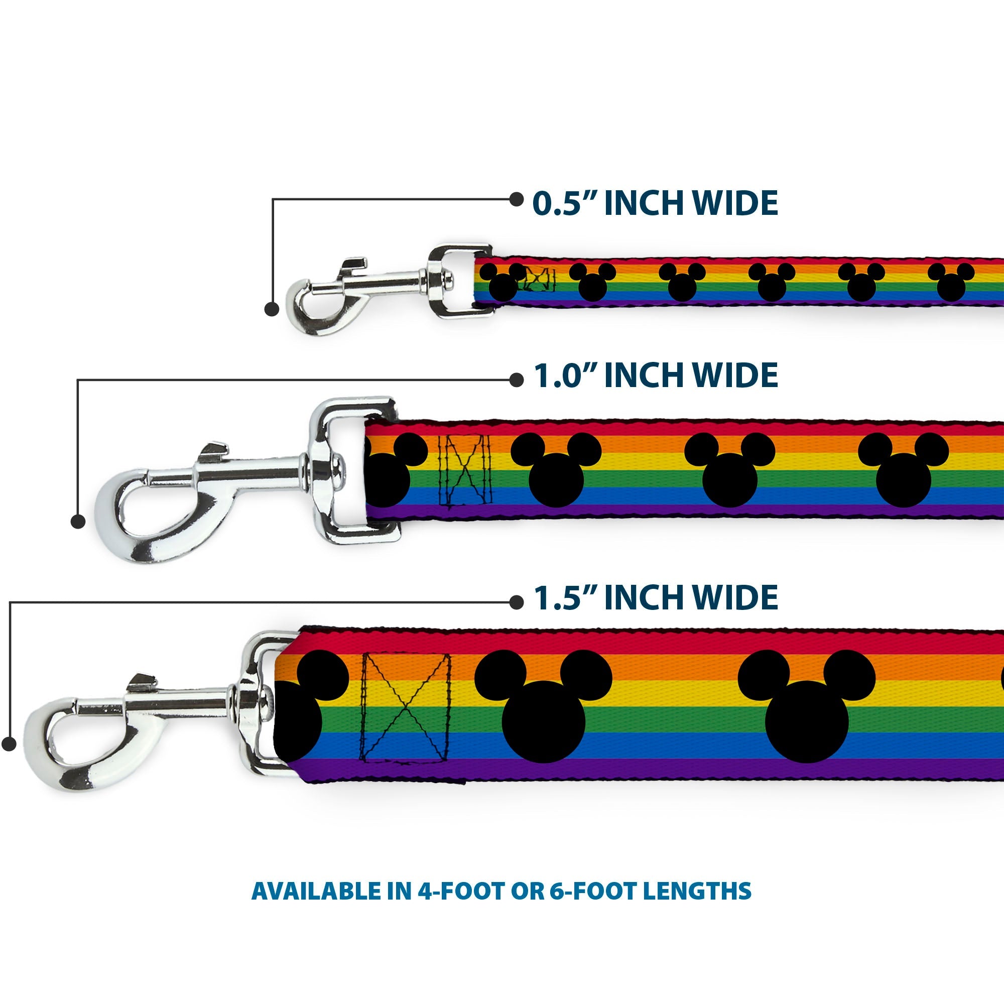 Dog Leash - Mickey Mouse Ears Icon Rainbow Pride Flag