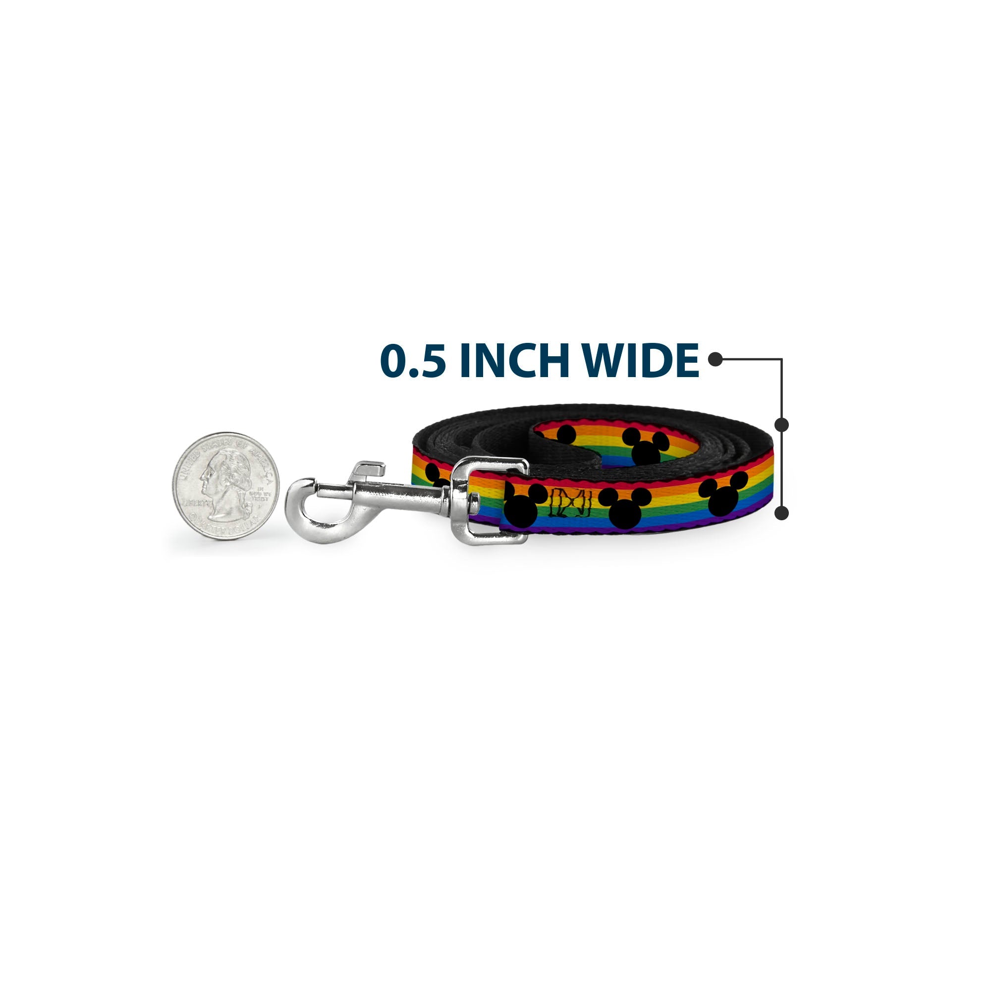 Dog Leash - Mickey Mouse Ears Icon Rainbow Pride Flag