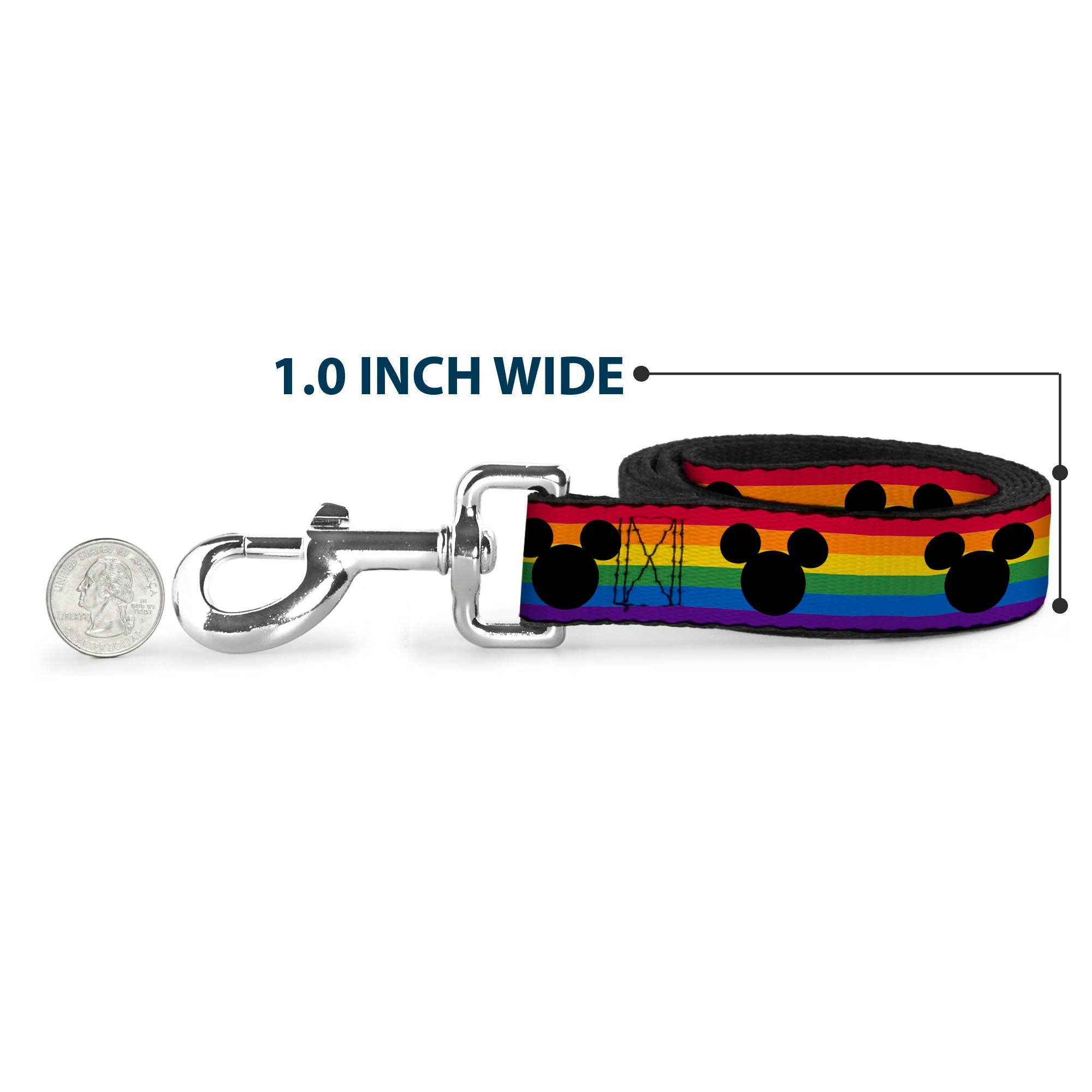 Dog Leash - Mickey Mouse Ears Icon Rainbow Pride Flag