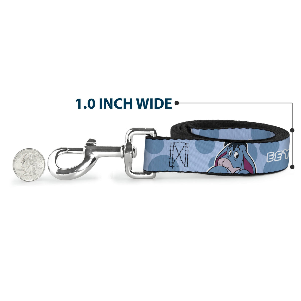Dog Leash - Winnie the Pooh Eeyore Text and Expression Close-Up Dot Blues 