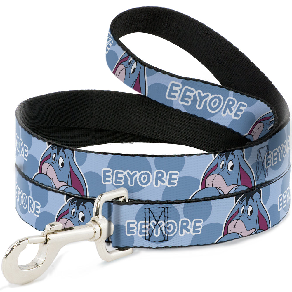 Dog Leash - Winnie the Pooh Eeyore Text and Expression Close-Up Dot Blues 