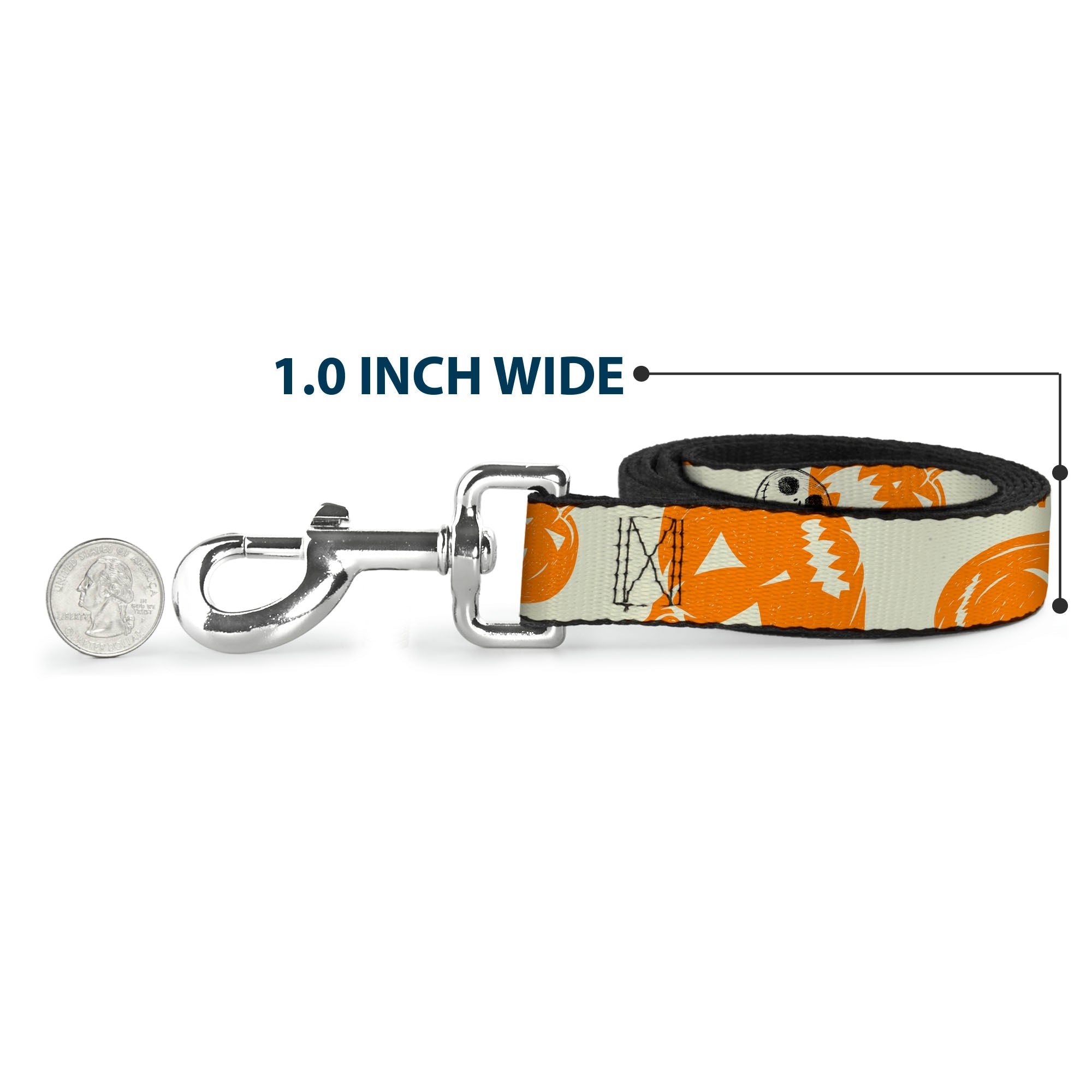 Dog Leash - The Nightmare Before Christmas Jack Pose and Pumpkins Collage Ivory/Orange/Black