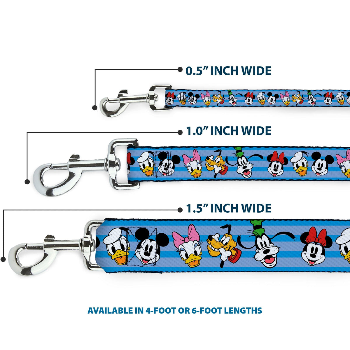 Dog Leash - Disney The Sensational Six Smiling Faces Stripe Blues 