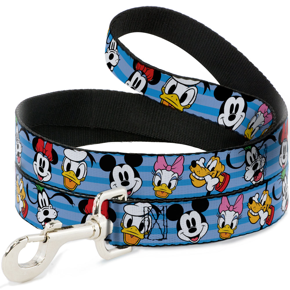 Dog Leash - Disney The Sensational Six Smiling Faces Stripe Blues 
