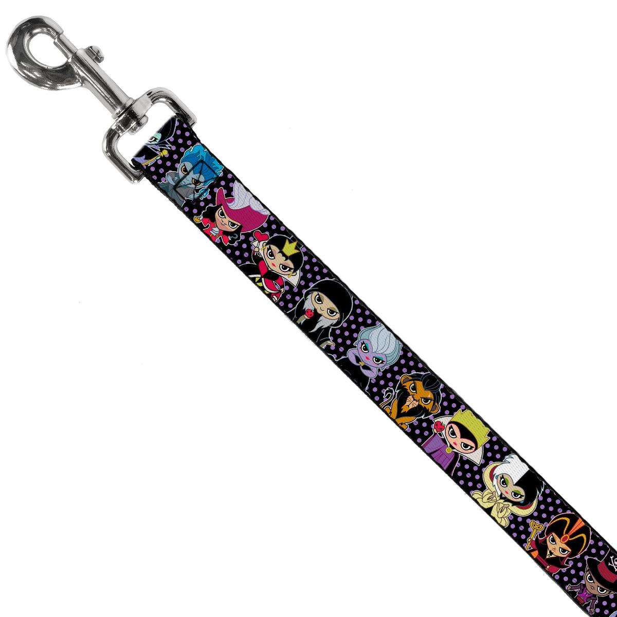 Dog Leash - Disney 11-Sweet Chibi Villain Poses Polka Dot Black/Lavender 