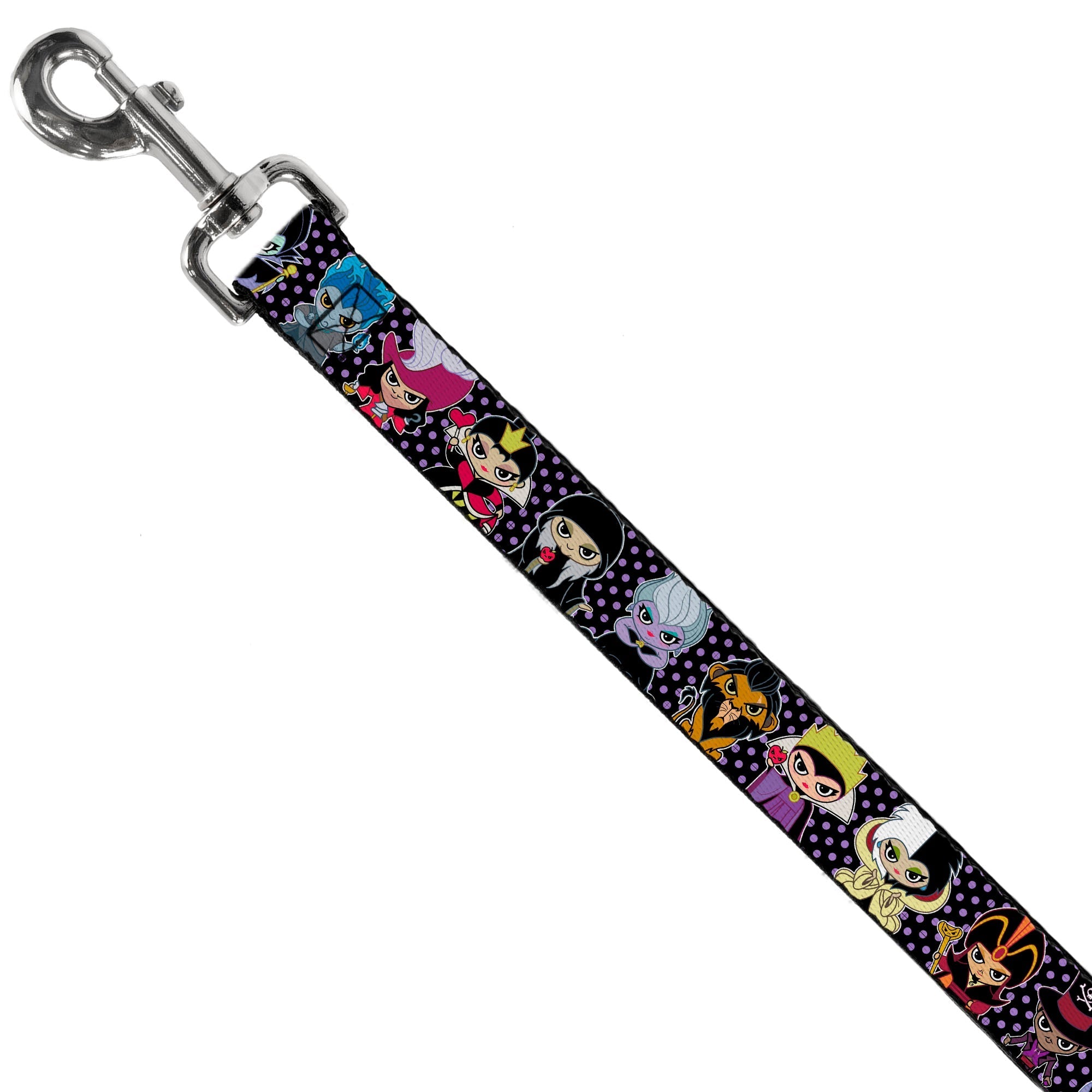 Dog Leash - Disney 11-Sweet Chibi Villain Poses Polka Dot Black/Lavender 