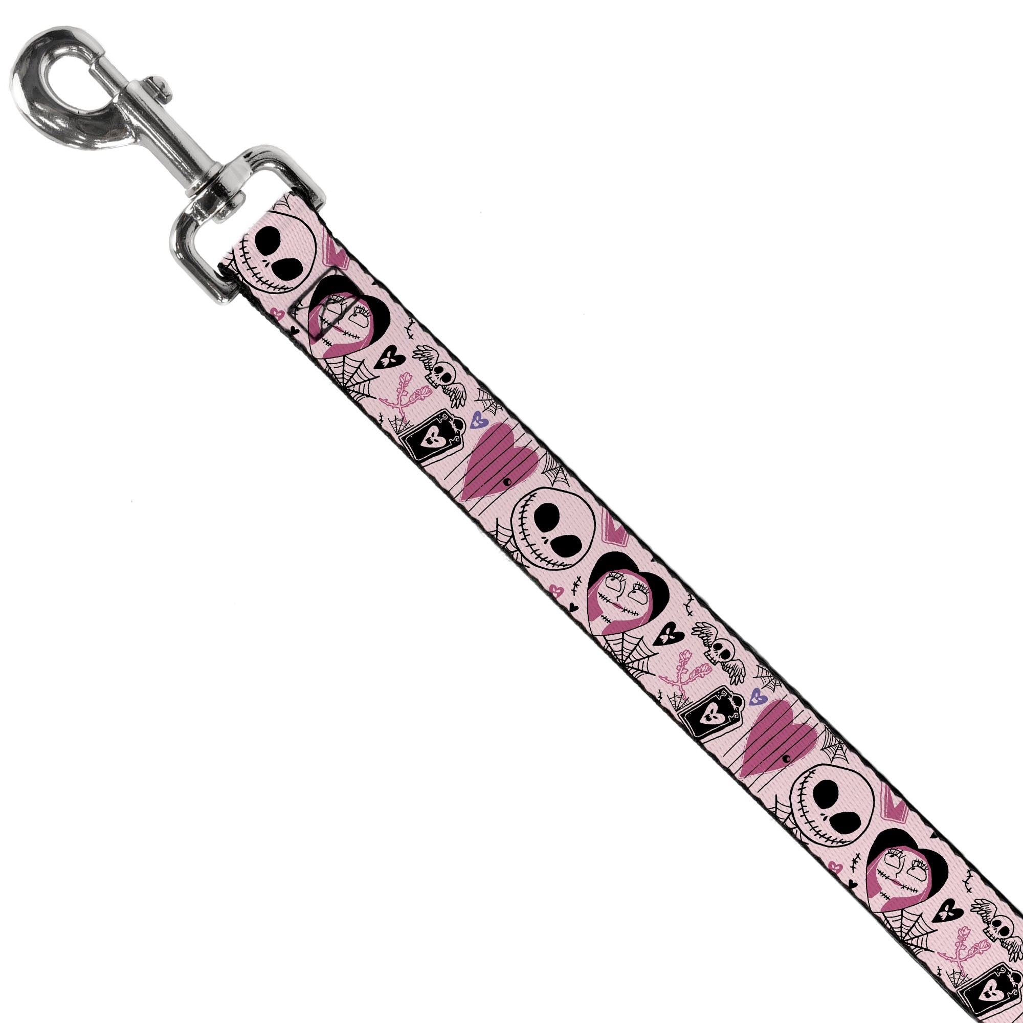 Dog Leash - The Nightmare Before Christmas Jack and Sally Doodles Pinks/Black