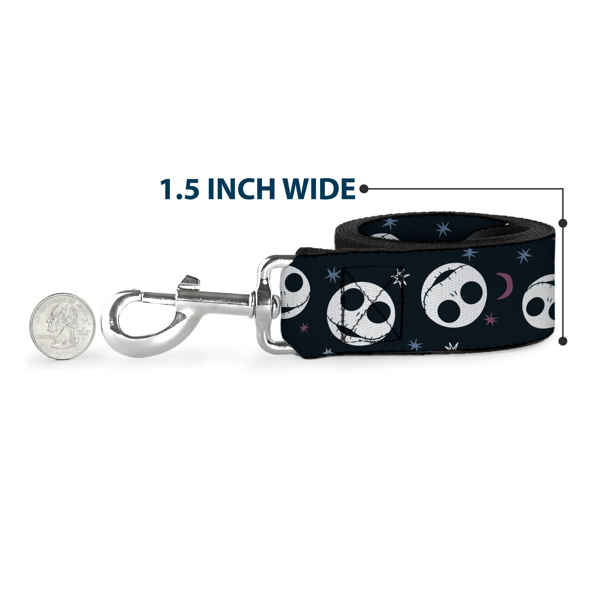 Dog Leash - The Nightmare Before Christmas Jack and Sally Doodles Pinks/Black