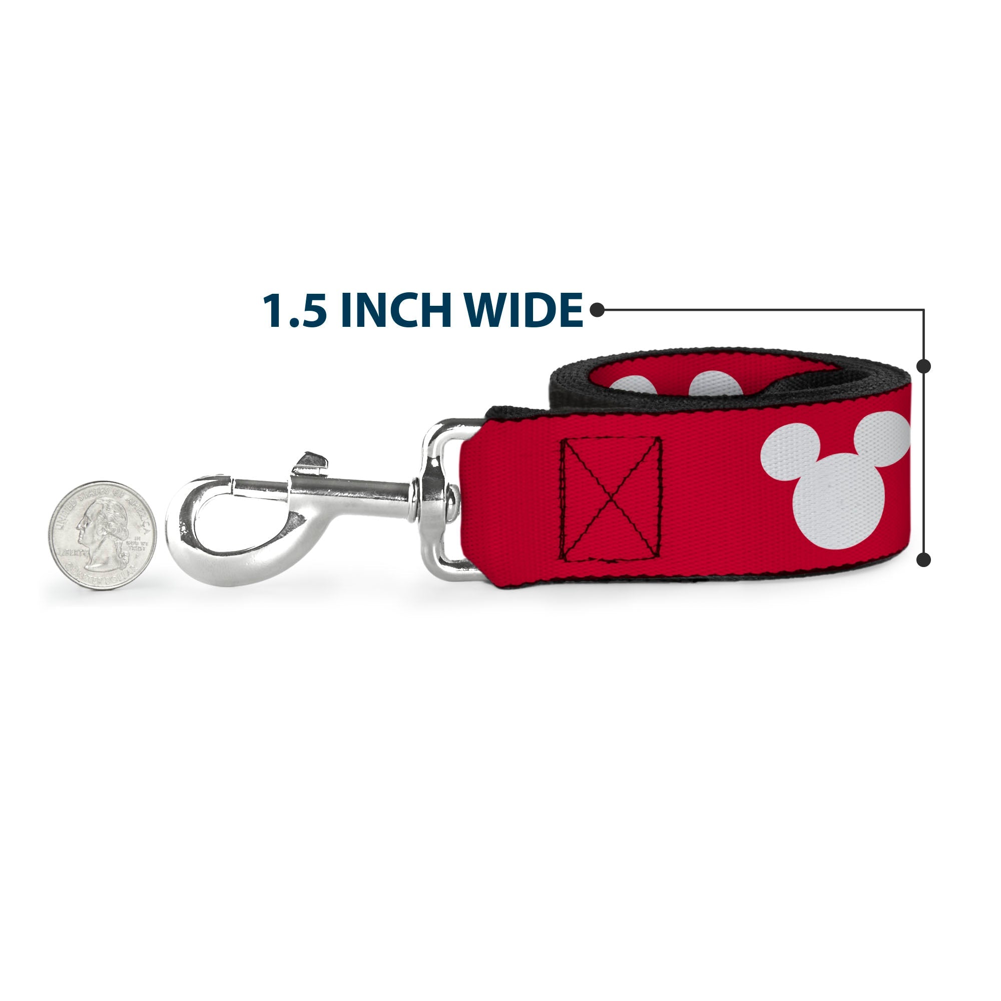Dog Leash - Disney Holiday Mickey and Minnie Mouse Heart Sweater Stitch White/Red/Black - HT Animal Supply