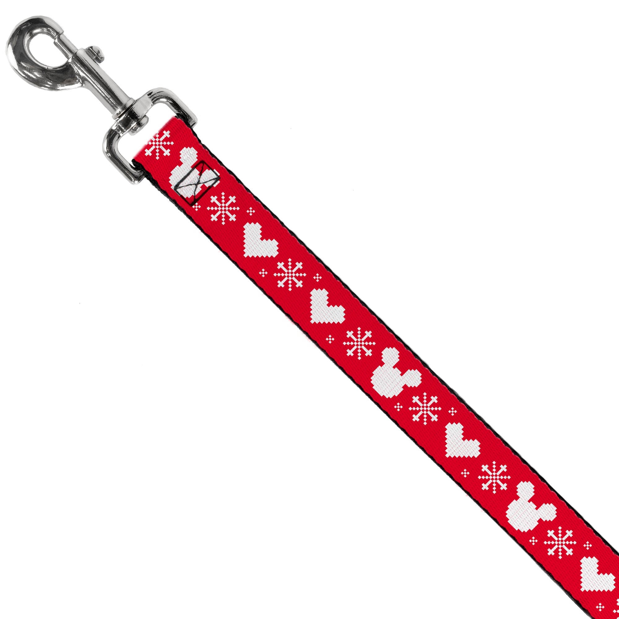 Dog Leash - Disney Holiday Mickey Mouse Heart Sweater Stitch Red/White - HT Animal Supply