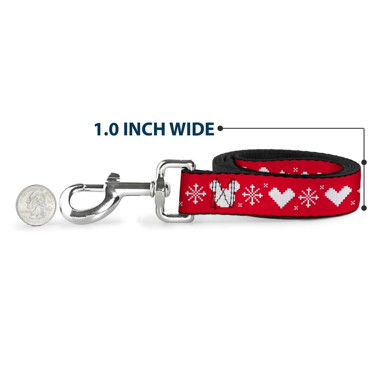 Dog Leash - Disney Holiday Mickey Mouse Heart Sweater Stitch Red/White - HT Animal Supply