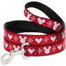 Dog Leash - Disney Holiday Mickey Mouse Heart Sweater Stitch Red/White