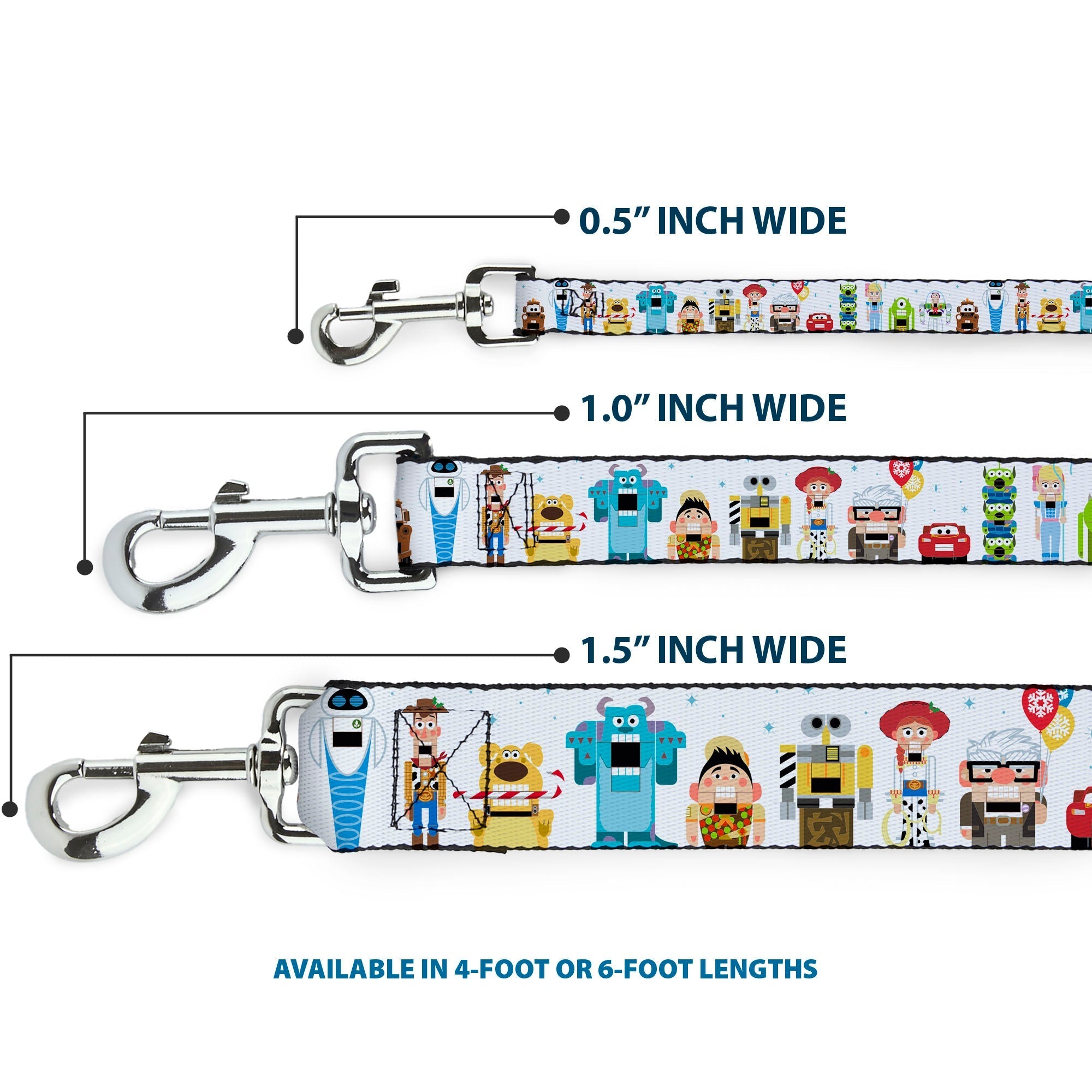 Dog Leash - Pixar Holiday Collection Nutcracker Characters Lineup/Stars White/Blues