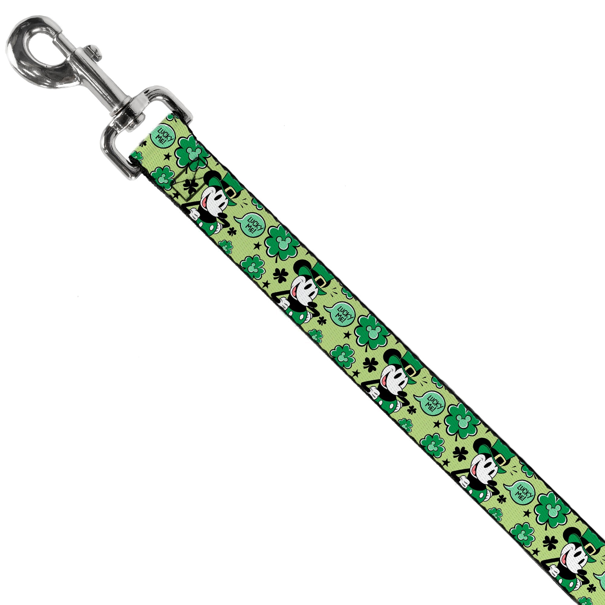 Dog Leash - Mickey Mouse St. Patricks Day LUCKY ME Leprechaun Pose and Shamrocks Greens