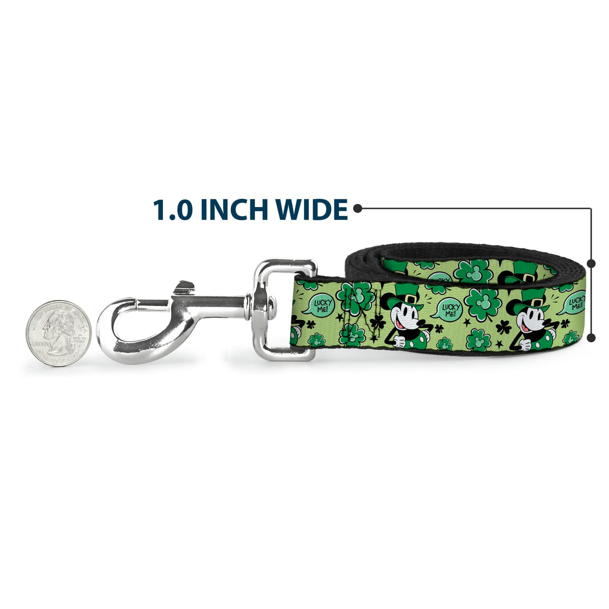 Dog Leash - Mickey Mouse St. Patricks Day LUCKY ME Leprechaun Pose and Shamrocks Greens 