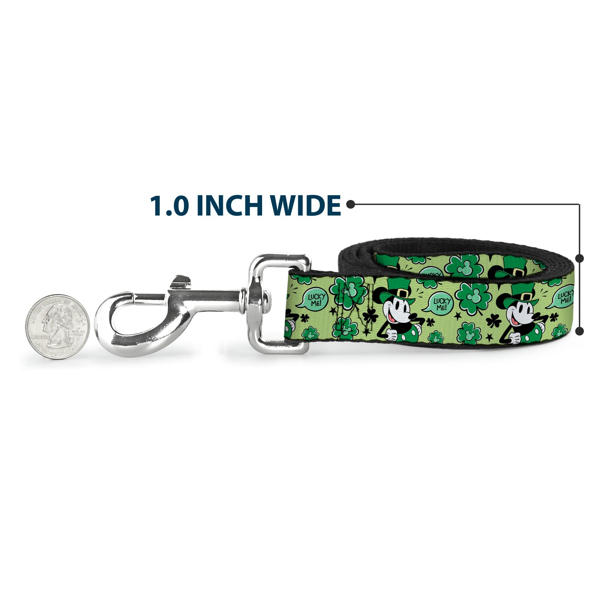 Dog Leash - Mickey Mouse St. Patricks Day LUCKY ME Leprechaun Pose and Shamrocks Greens 
