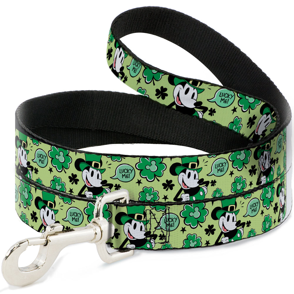 Dog Leash - Mickey Mouse St. Patricks Day LUCKY ME Leprechaun Pose and Shamrocks Greens