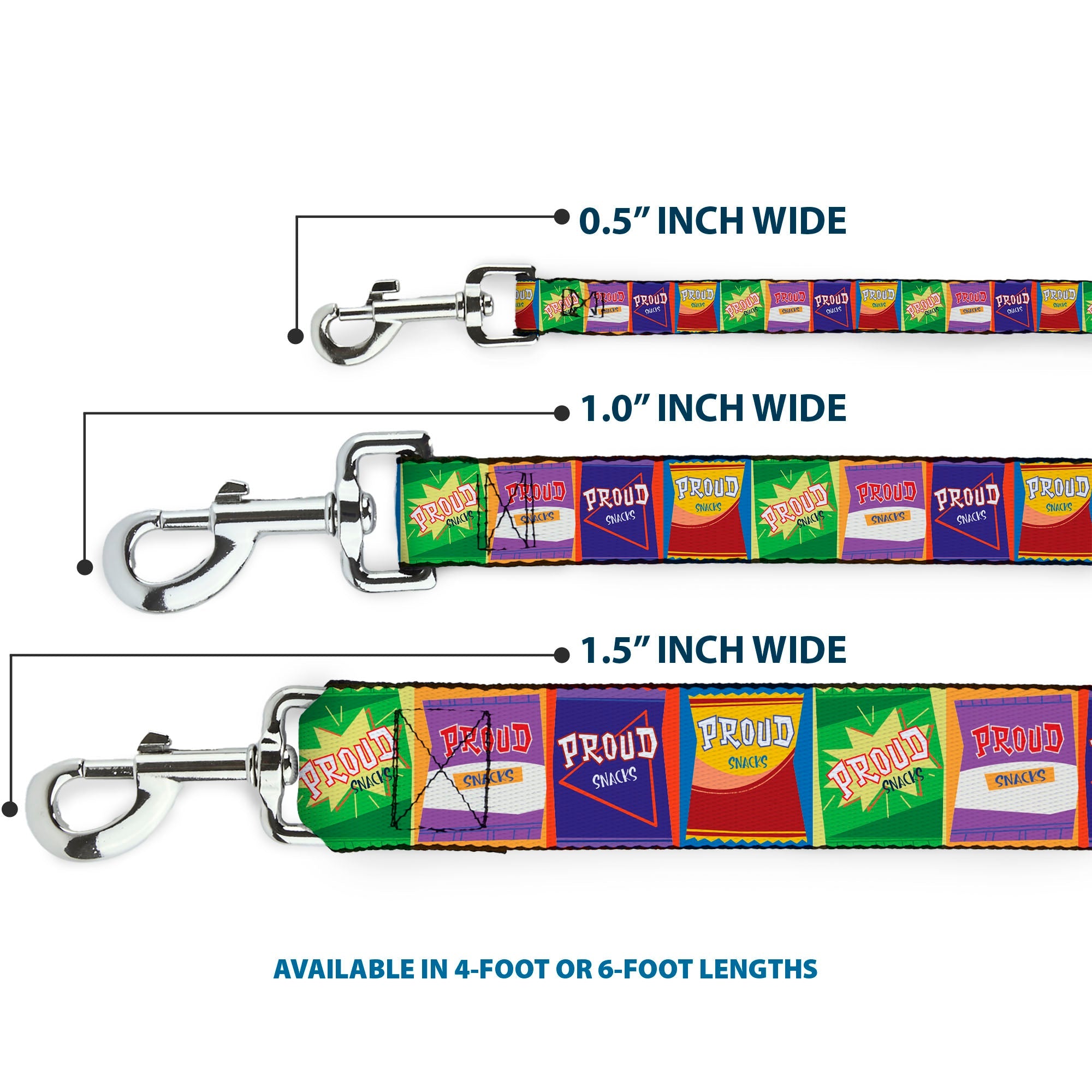 Dog Leash - The Proud Family PROUD SNACKS Logo Blocks Multi Color - HT Animal Supply