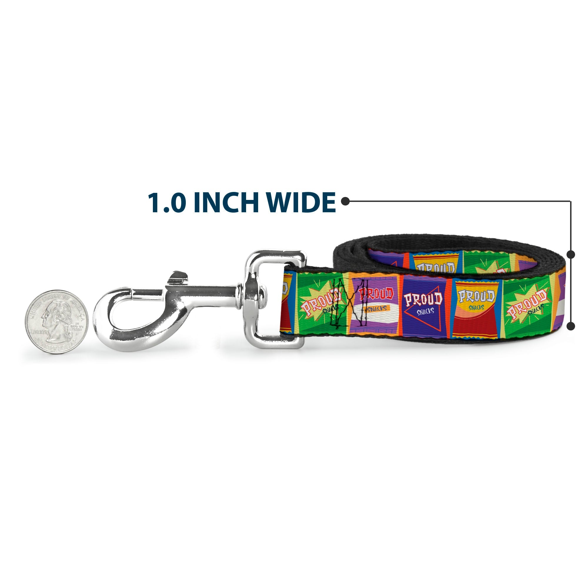 Dog Leash - The Proud Family PROUD SNACKS Logo Blocks Multi Color - HT Animal Supply