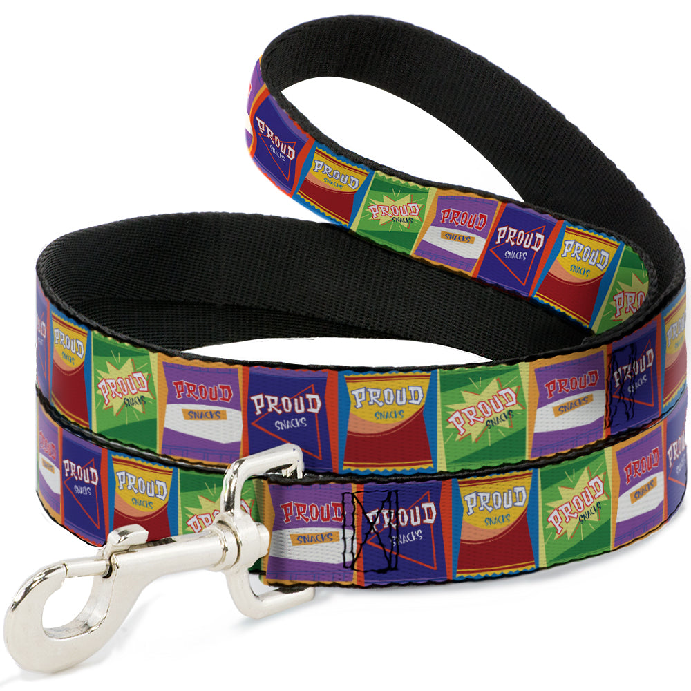 Dog Leash - The Proud Family PROUD SNACKS Logo Blocks Multi Color - HT Animal Supply