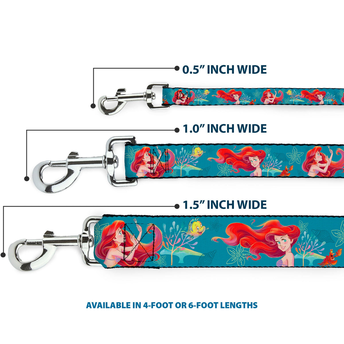 Dog Leash - The Little Mermaid Flounder and Sebastian Under the Sea Greens - HT Animal Supply