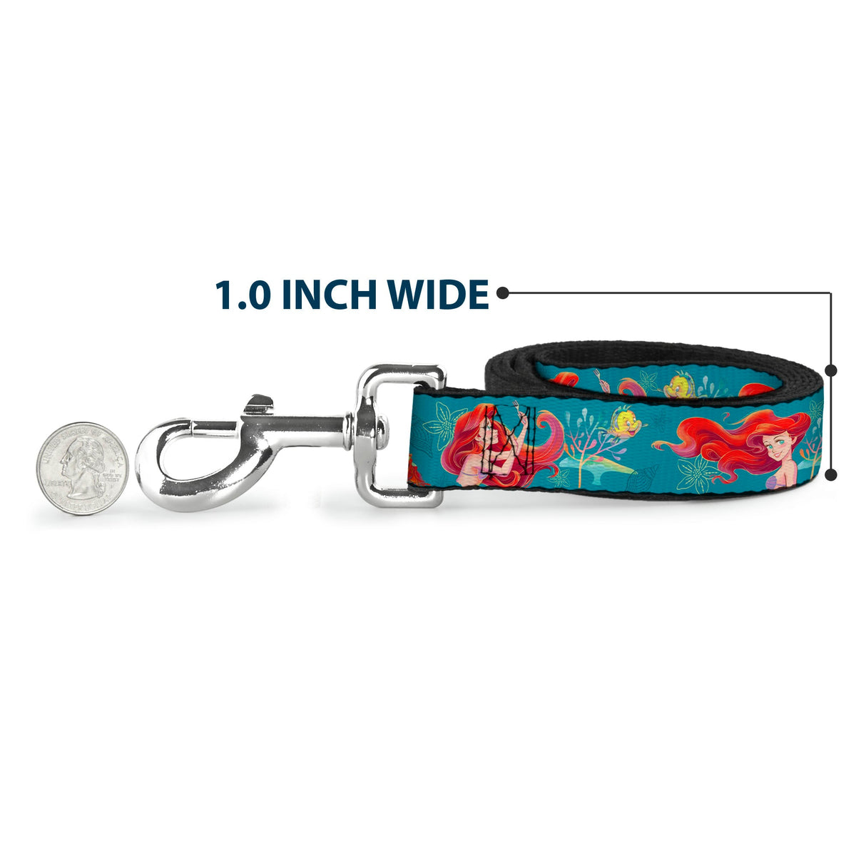 Dog Leash - The Little Mermaid Flounder and Sebastian Under the Sea Greens - HT Animal Supply