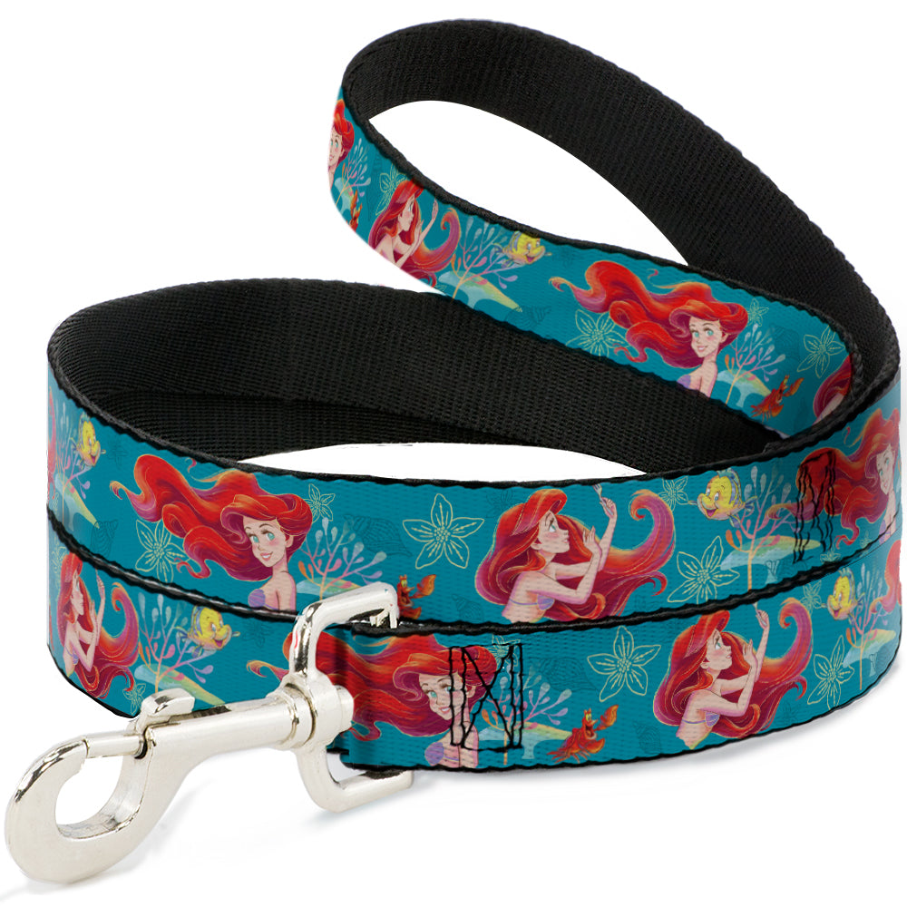 Dog Leash - The Little Mermaid Flounder and Sebastian Under the Sea Greens - HT Animal Supply