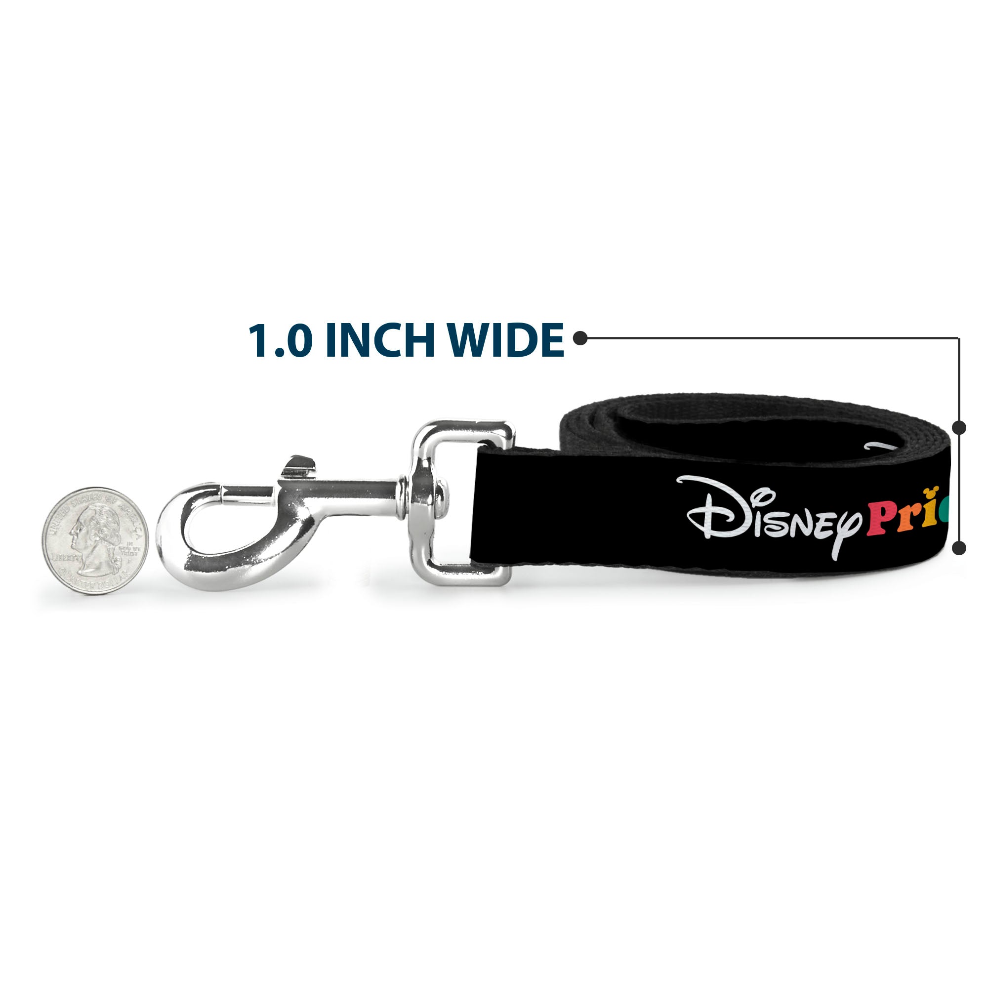 Dog Leash - DISNEY PRIDE Signature Logo Black/White/Rainbow 