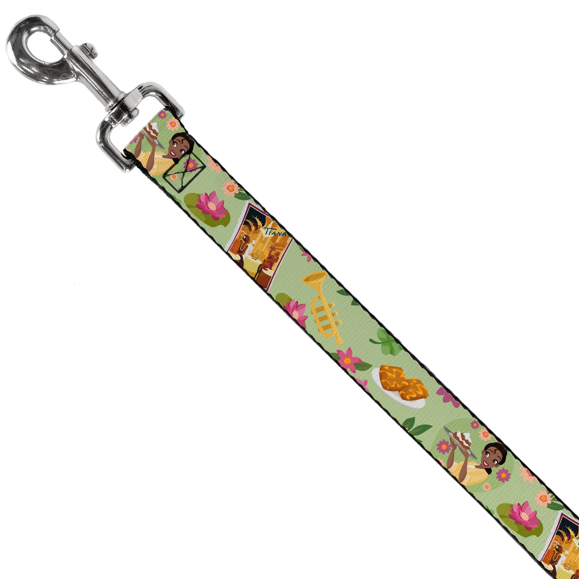 Dog Leash - The Princess and the Frog Tianas Place Collage Greens/Pinks - HT Animal Supply