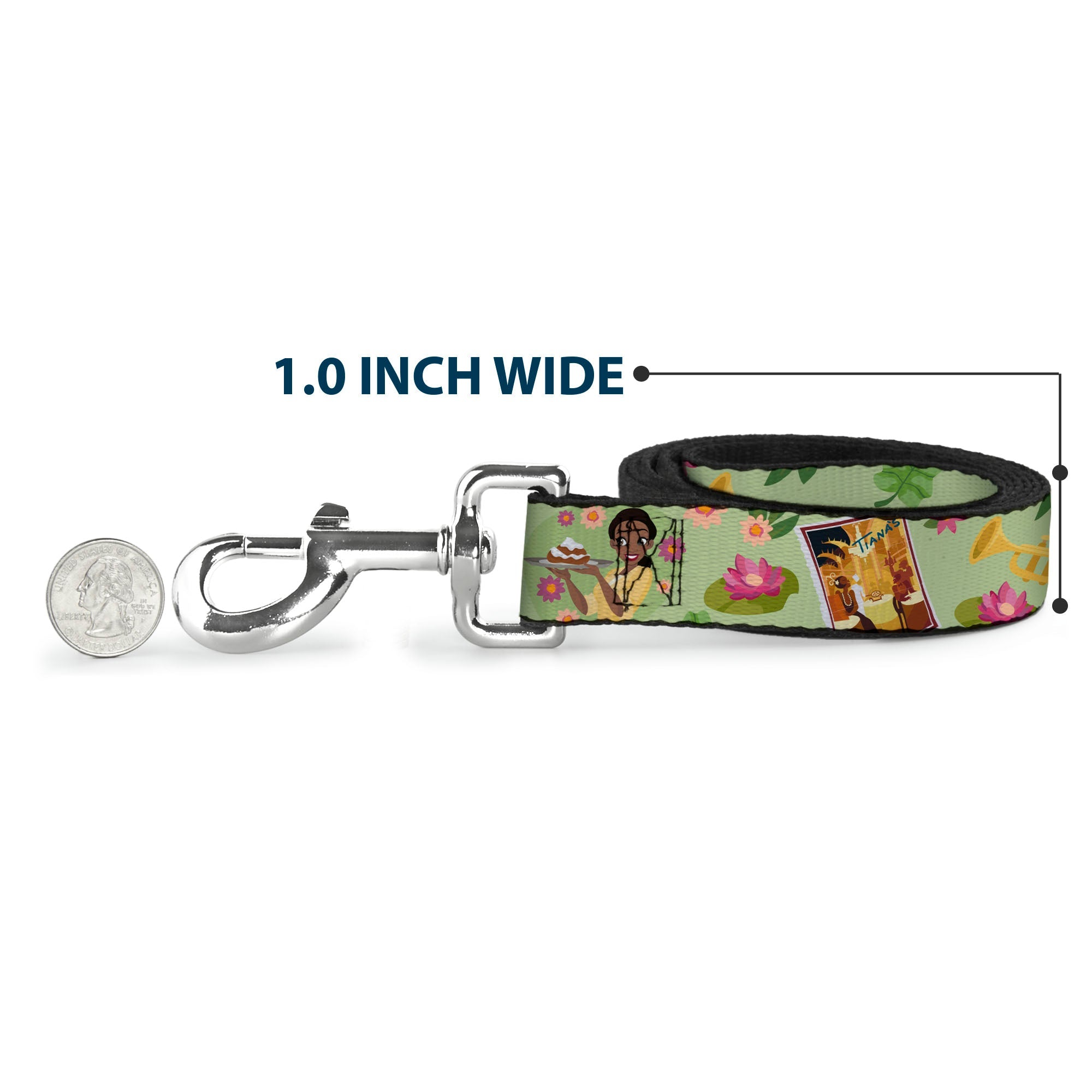Dog Leash - The Princess and the Frog Tianas Place Collage Greens/Pinks - HT Animal Supply