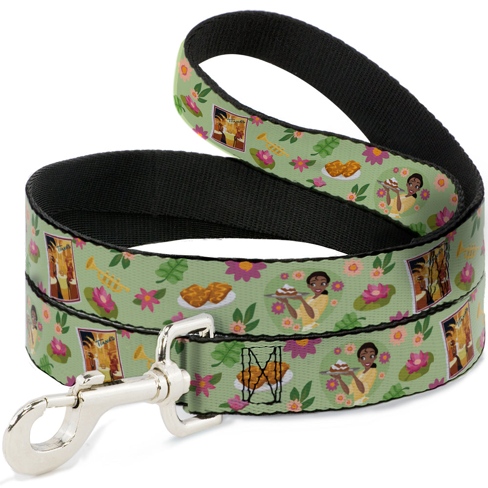 Dog Leash - The Princess and the Frog Tianas Place Collage Greens/Pinks - HT Animal Supply