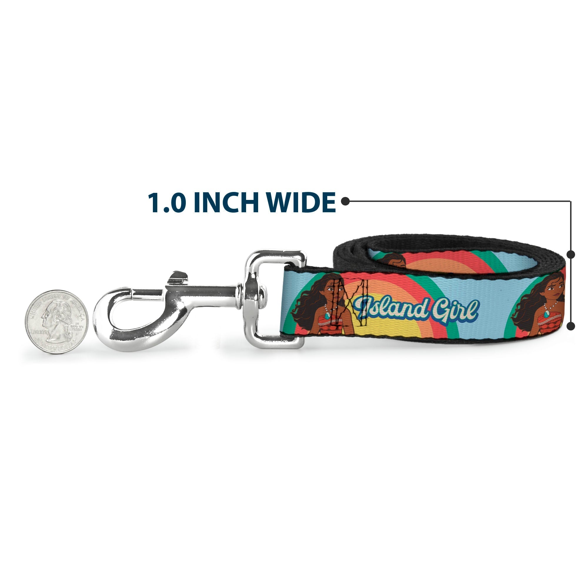 Dog Leash - Moana ISLAND GIRL Rainbow Pose Blue/Multi Color 